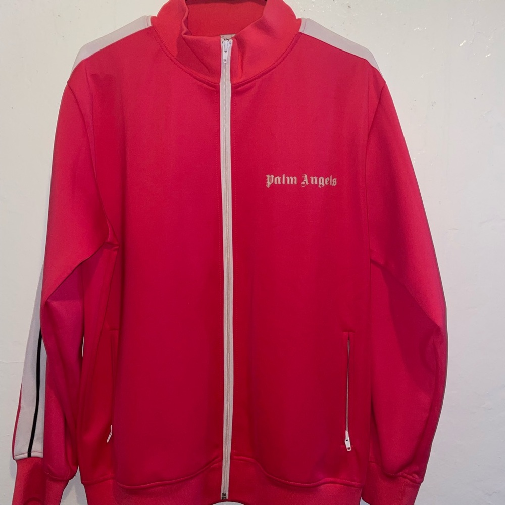 Palm Angels Pink Track Jacket with White Stripe Size L